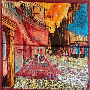 scarf Vincent van Gogh's painting, "Café Terrace at Night paint satin
